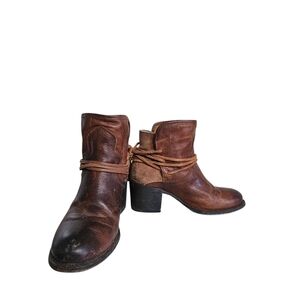 Freebird by Steven Women’s Casey Ankle Boot Sz 8 Cognac Leather Suede Boho Chic